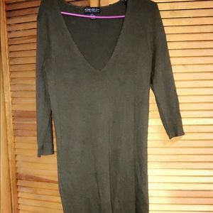 Green sweater dress.